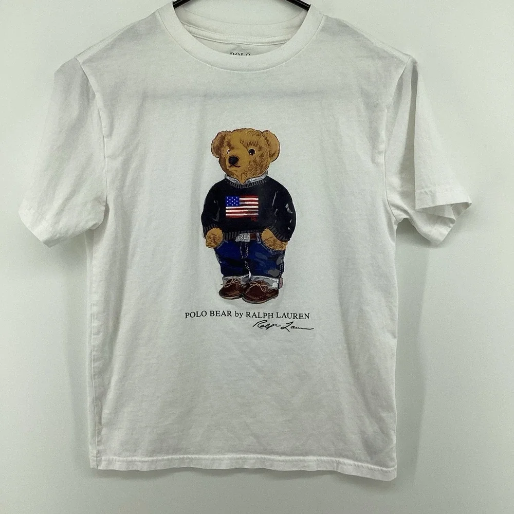 Youth Polo‎ Ralph Lauren Short Sleeved Polo Bear Cotton Tee. White Medium 10/12